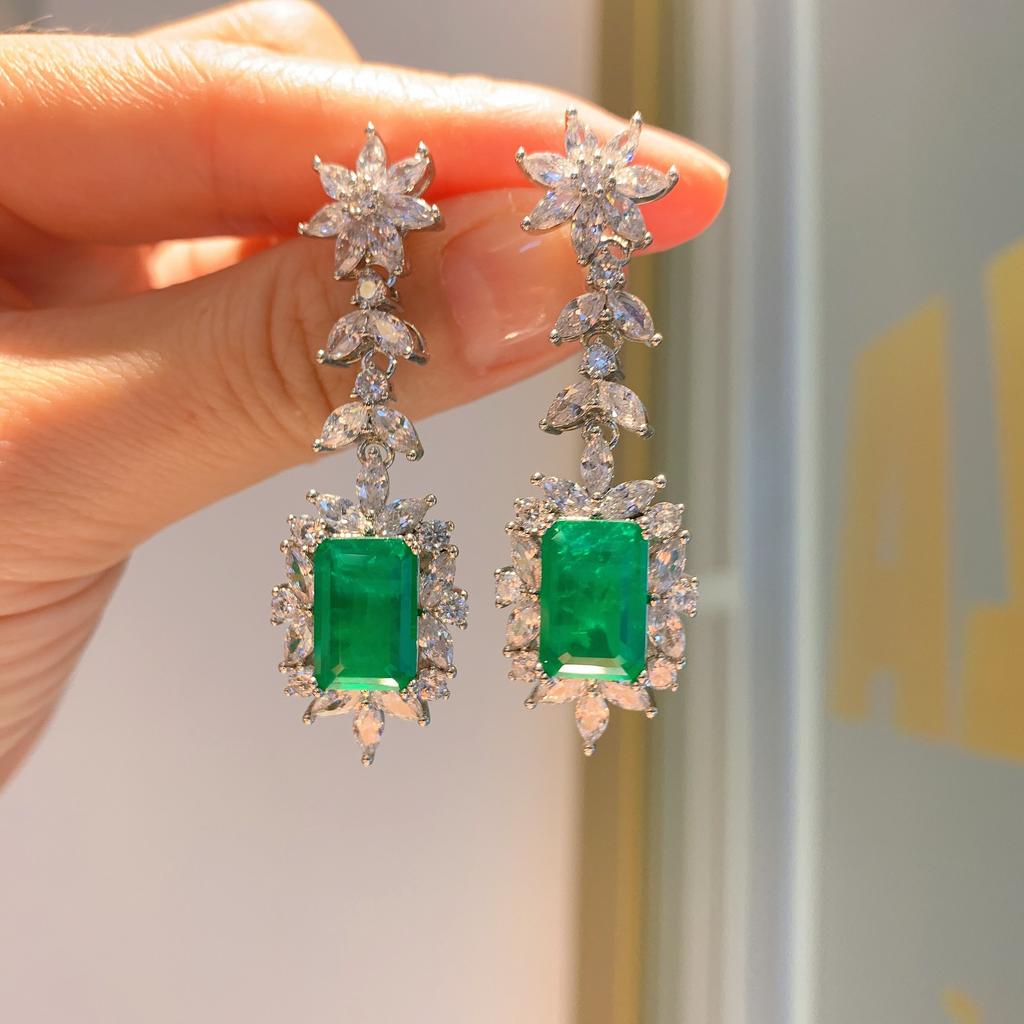 Color Simulation Jewelry Earrings Fashionable Paraiba Emerald Women Live Streaming
