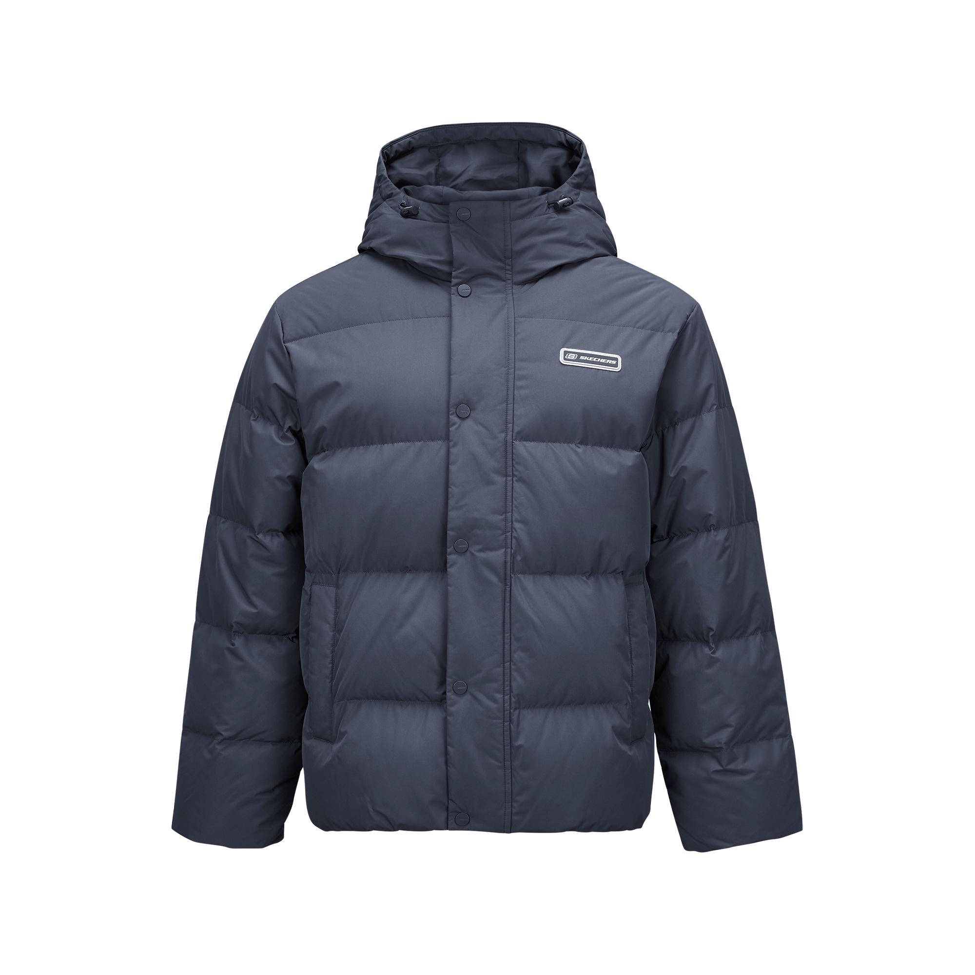 Skechers Windproof Waterproof Oil-Resistant Teflon Three-Proof Warm Duck Down Hooded Jacket Unisex Jacket Odyssey-Gray L324U154-026R XL