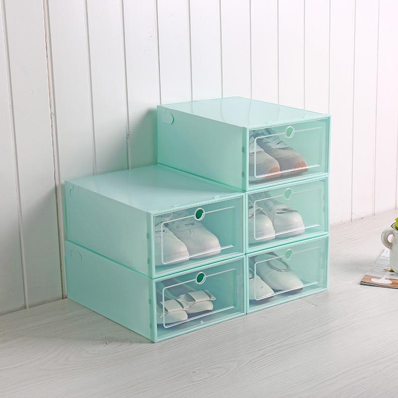 Stackable Combined Shoes Storage Box Portable Folding Plastic Shoes Case Organizer Dustproof Drawer Case Clear Shoes Cabinet