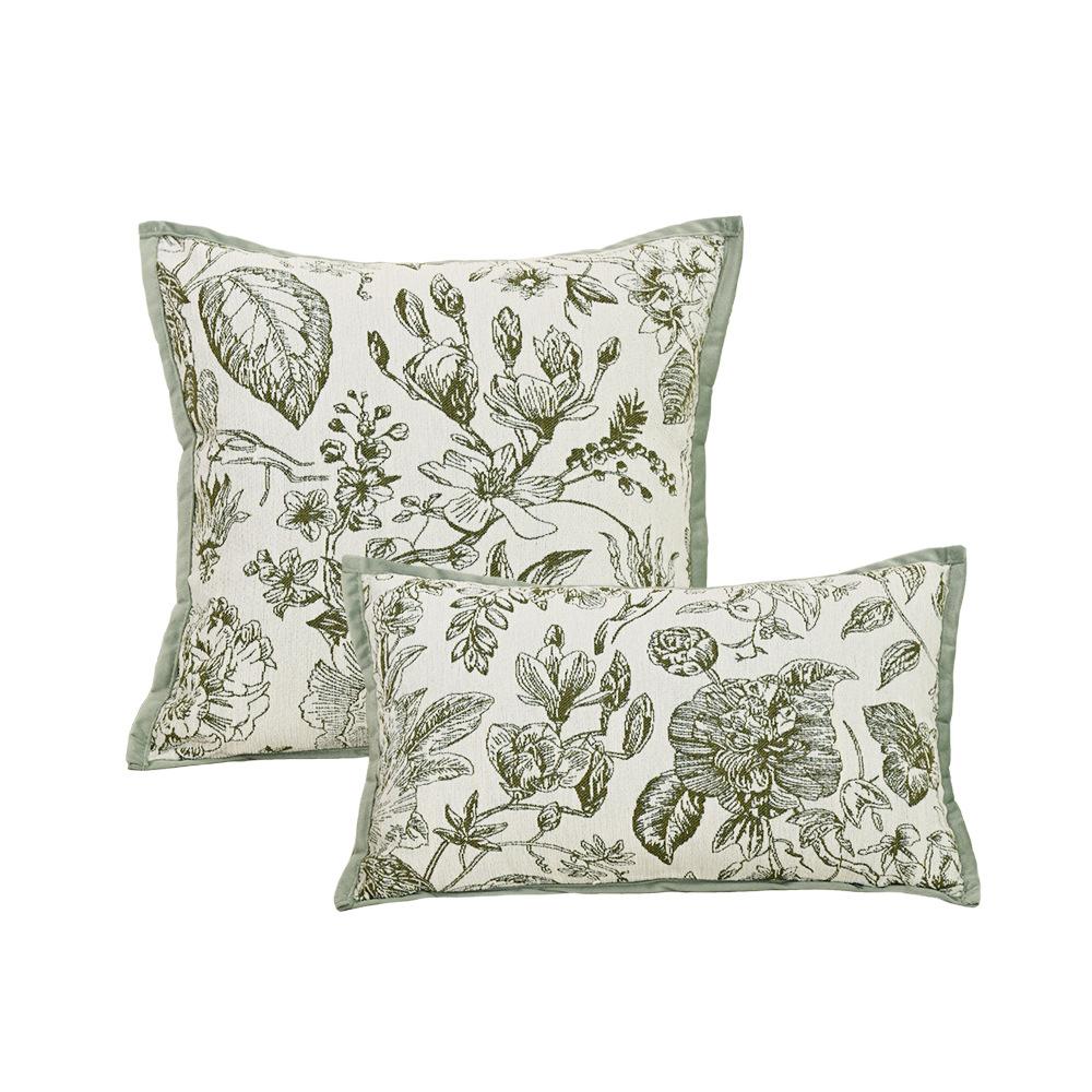 Franse Chenille Jacquard Fluweel Kussensloop Cojines Groen Bloemen Sierkussenhoes Woonkamer Bank Decoratie Kussenhoezen 30x50cm