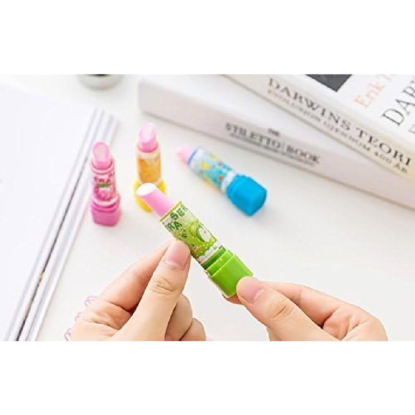 Pencil Erasers Novelty Rubbers Cute Fruit Lipstick Style Eraser for Party Favors Present Supplies (Pack of 20)