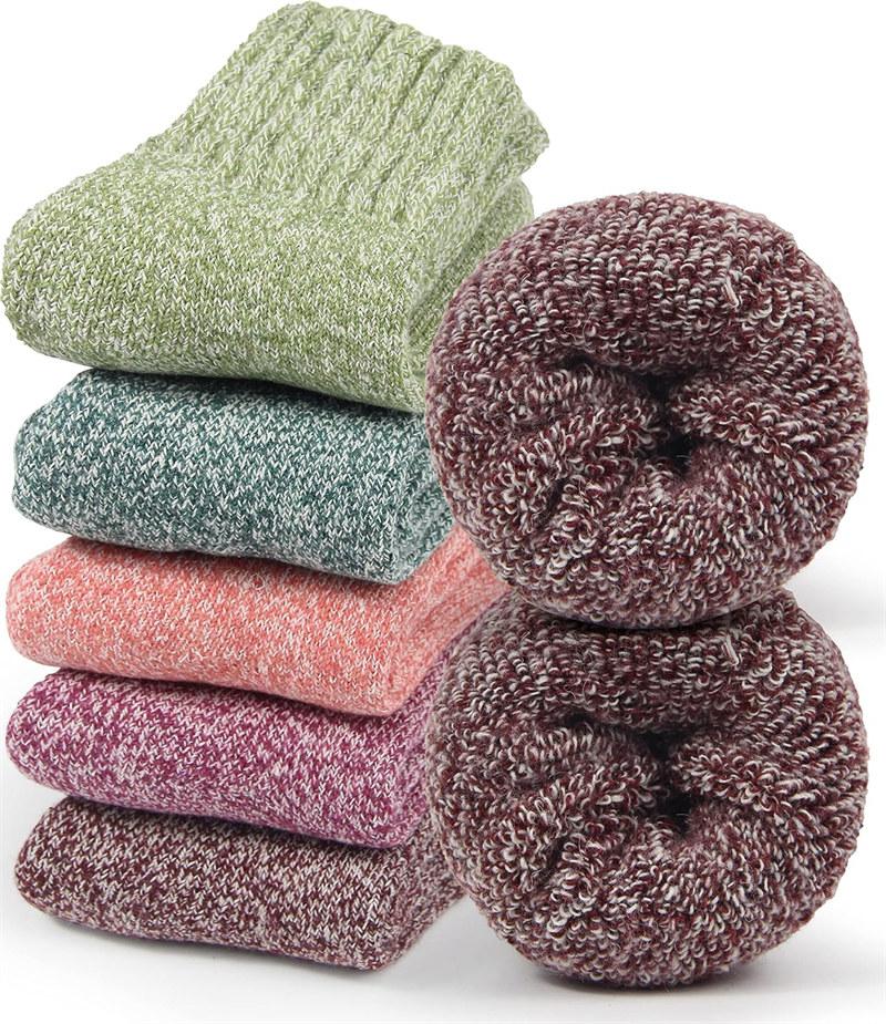 5 Pairs Boot Socks for Women Winter Solid Thick Warm Socks Cozy Crew Socks Christmas Gifts GZW
