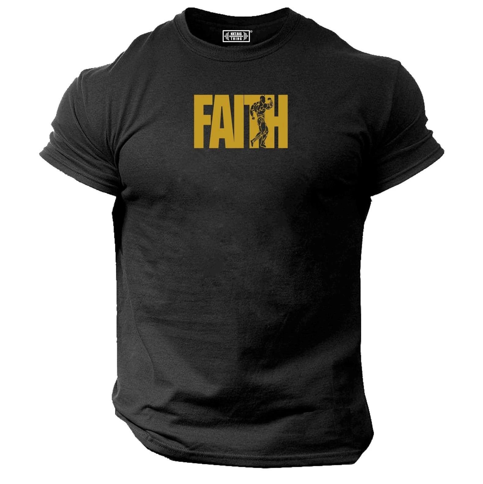 Faith T Shirt Gym Clothing Bodybuilding Training Workout Exercise Muscles Top 4XL