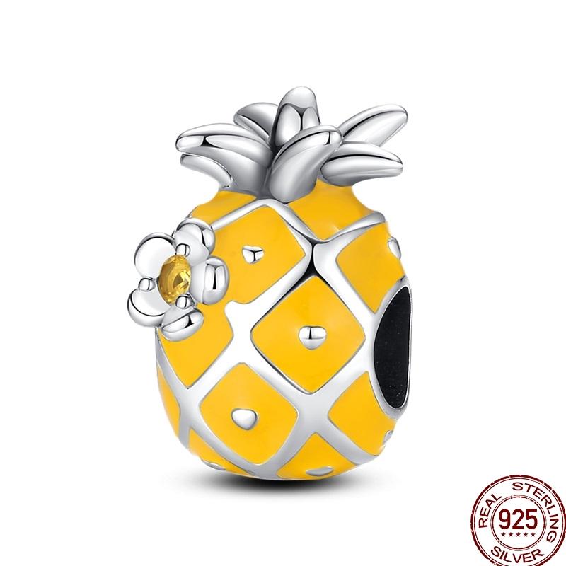 Newstering Copper Cherry Strawberry Fruit Series Charms Beads Fit 3Mm Original Bracelets Diy Birthday Jewelry Gifts