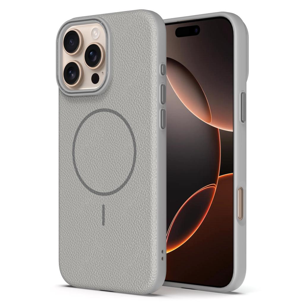 Litchi Patterned Leather Phone Case for IPhone 17 16 15 14 13 12 11 Pro Max Magnetic Magsafe Armor Flocking Cover