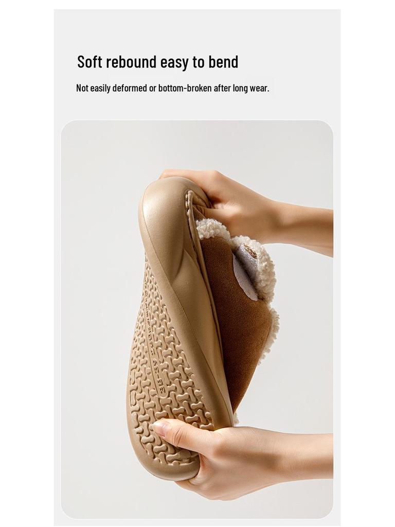 Women's 2025 Indoor/Outdoor Plush Winter Slippers: Thick-Soled, Warm Cotton, Closed-Heel.