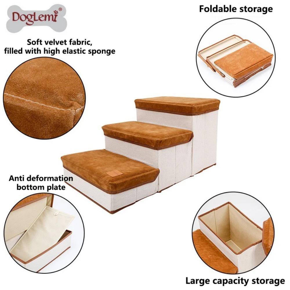 New Pet Climbing Ladder Foldable Storage Dog Ladder Anti Slip Large Capacity Thickened Bottom Plate Staircase Pets Products