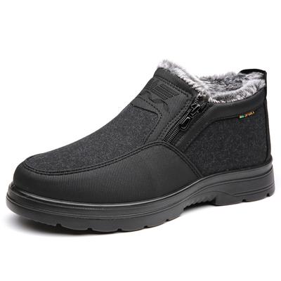 Winter Katoenen Schoenen Middelbare Leeftijd Ouderen Heren Nieuwe Pluche Warme Anti-Slip Waterdichte Sneeuwlaarzen Buitenwerk Reizen Vrijetijdsschoenen