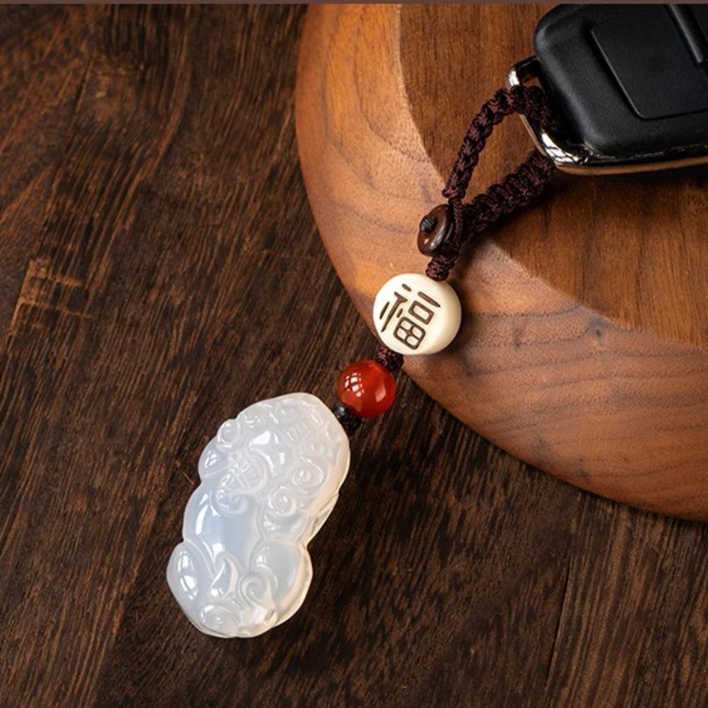Bag Hanging Lucky Stone Pendant Beads Car Keyring Creative Phone Chain Lanyard  Key Decoration