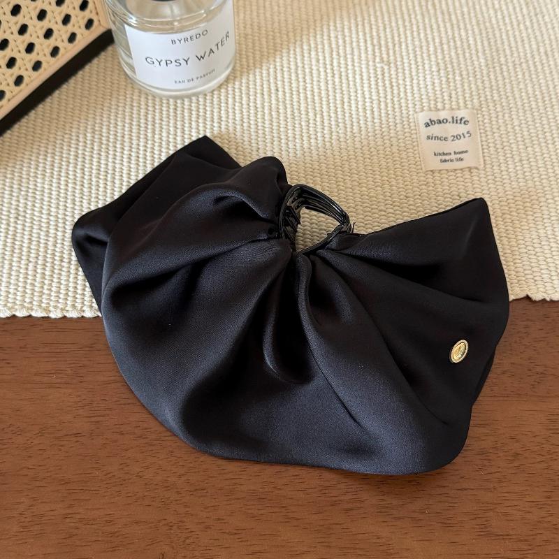 Satin Bow Claw Clip For Women Pure Color Butterfly Hair Clip Low Bun Clip Ethereal Hair Accessories Sweet Cute Ponytail Holder