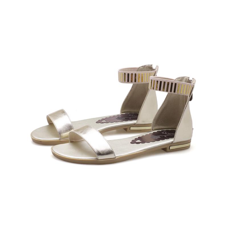 

Big Size 45 Summer Shoes Women s Sandals Flip Flops Gladiator Genuine Leather Flats Casual Ankle Strap Gold Beach Shoes Girls 37 золотий