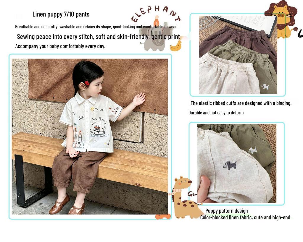 2026 Kids' Summer Linen Cropped Pants - New Toddler Style for Boys & Girls