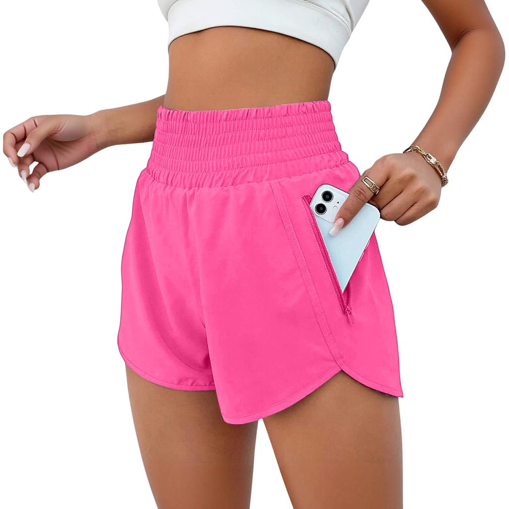 Women's Fashion High Waist Sports Running Yoga Belt Lined Adult Casual Shorts