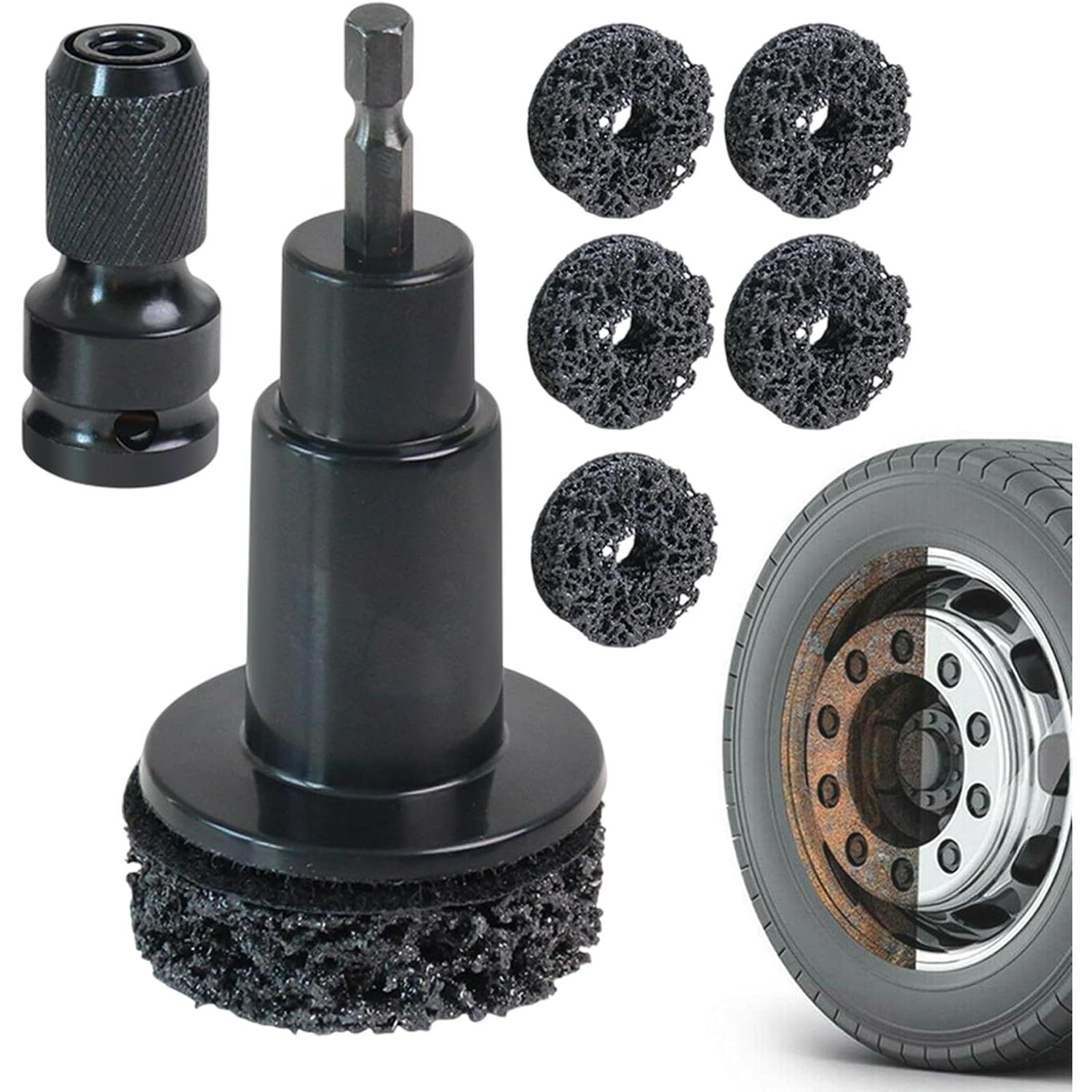 

Stud Rust Removal Tool,Hub Cleaning Tool,Brake Hub Resurfacing Kit,Wheel Stud Cleaner,Polishing Maintenance Automotive Tool,Portable Rust Remover чёрный