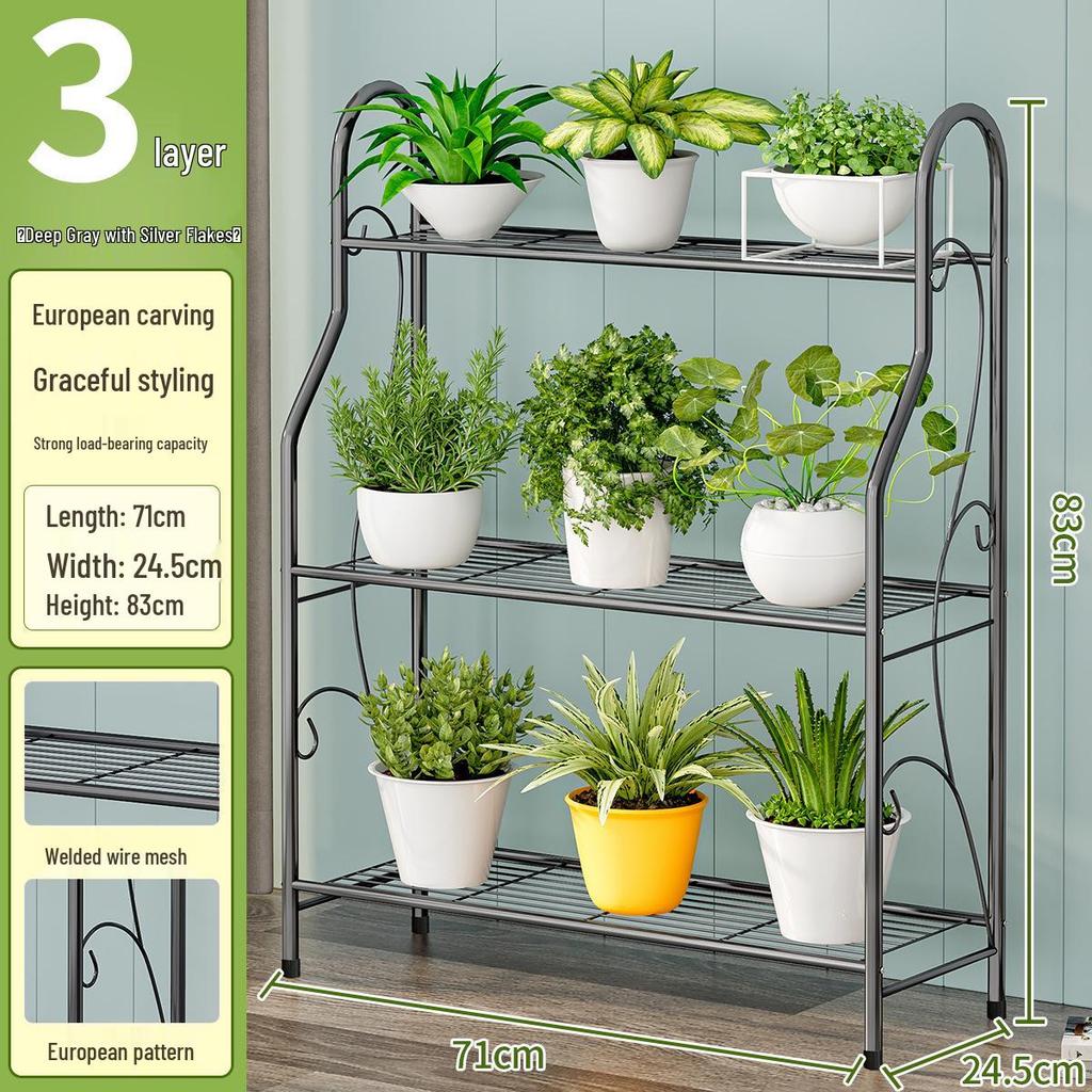 Suolunuo 3-Tier Modern Minimalist Iron Flower Stand for Balcony or Home