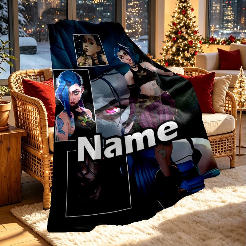 Custom Name Personalized Jinx Print Blanket, Home Decor, Bedroom, Sofa, Camping, Couch, Gifts for Birthday ChristmasEnthusiasts