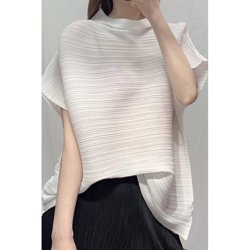 

New Harajuku Summer Women s T-shirts Y2K Solid Color Pleated Batwing Sleeve Pullovers Tops Women Loose Casual Female Clothes Tee S бежевий