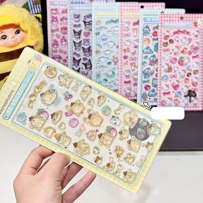 3D Cartoon Hello Kitty Relief Stickers Sanrio Kuromi Melody Aesthetic Sticker Students Stationery Party Favor Bonbon Drop Seal