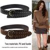 European Punk Retro Metal Rivet Leather Belt: Suede Wide Waistband for Women