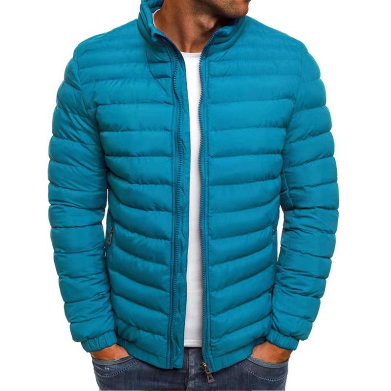 2024 Winter European Men's Stand Collar Cotton Jacket, Solid Color, Plus Size Casual Outerwear