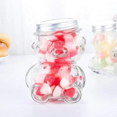 Tilted Bear Glass Bottle For Coffee Concentrate Milk Juice Leakproof Bottle With Lid Mason Jar Portable Empty Jar