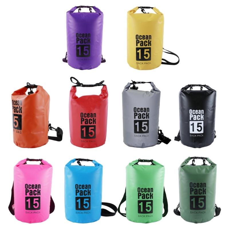 Practical Outdoor Waterproof Dry Backpacks Tear Resistant PVC Storage Bag Adjustable Shoulder Strap For Hiking