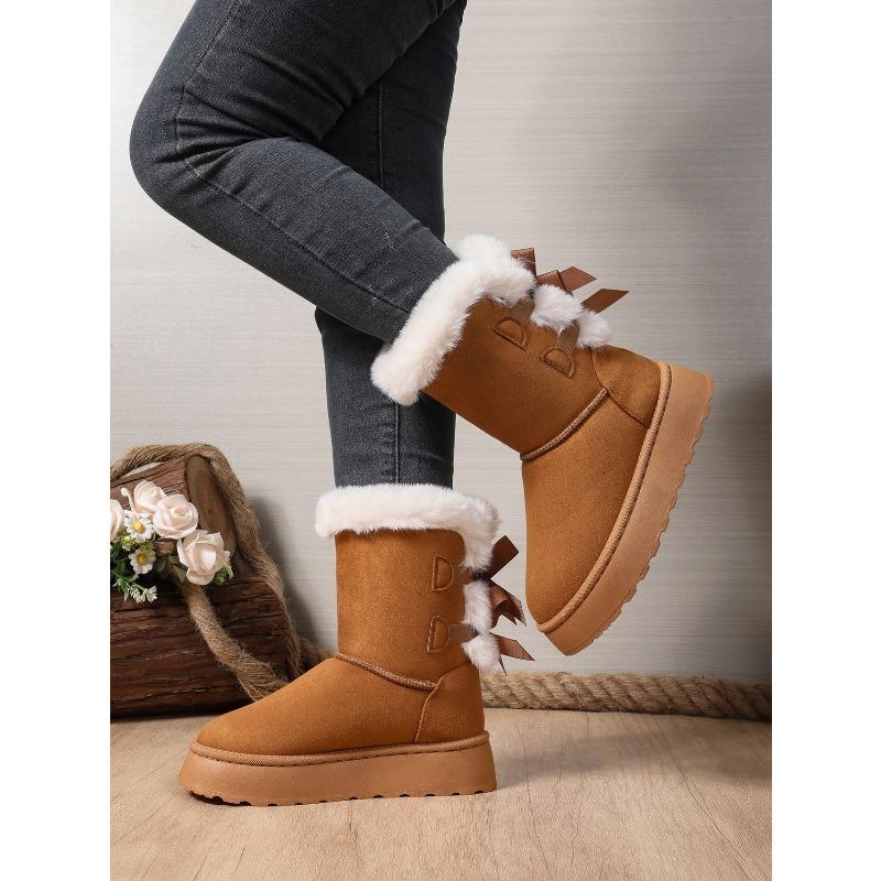 Thick-soled Warm Snow Boots Women's 2025 Winter New Plus-size Muffin with Fleece and Thickened Wool Mouth Mid-tube Cotton Shoes