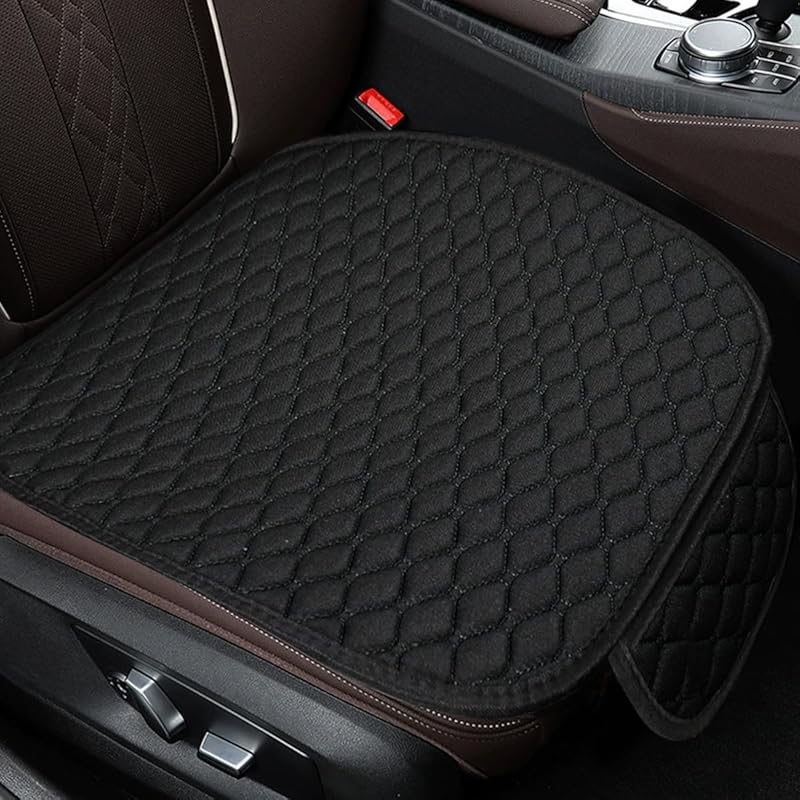 Car Seat Cover, Comfortable Anti-Slip Linen Auto Front Seat Protector, Breathable Seat Bottom Cushion Pad with Storage Pocket, Universal Vehicle