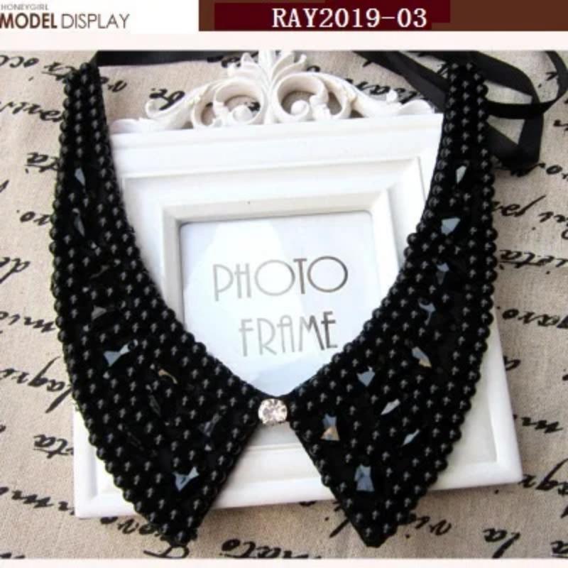 1PCS Lace Collar Flower Decoration DIY Embroidery Pearl Clothes Collar Stereoscopic Hollow Embroidery Fake Collar Wearable Colla