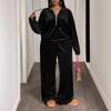 HNXC Women's  Long Sleeve Hooded Neck Fashion Casual Pants Suits Classic Exquisite