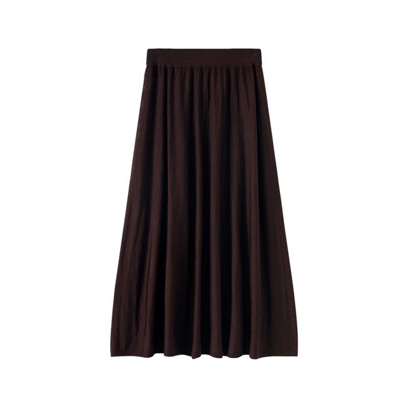 Le Kasha Fine Wool Women's Long Dress - Machine Washable, Autumn/Winter High-End Umbrella Skirt