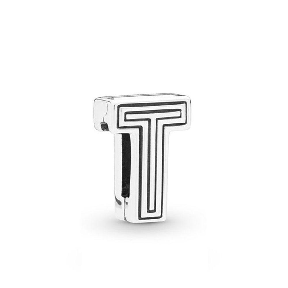 European New Plated Copper 26 Letter Thin Clip Charm Bead Fit Original Bracelet Jewelry For Gift