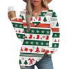 Women's Fashion Casual V-neck Pleated Christmas Long Sleeve Top