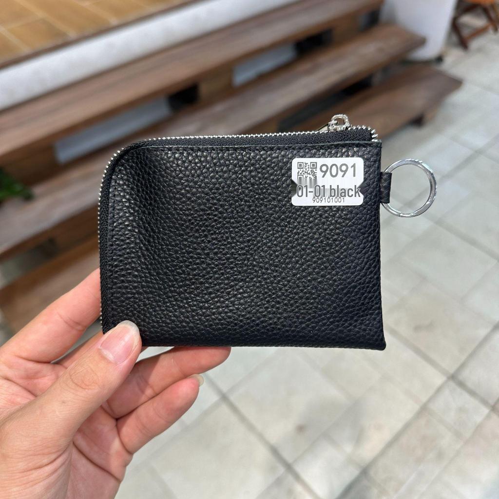 Genuine Leather Zipper Coin Purse & Card Holder with Key Ring