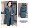 Mom's Mid-Length Autumn Winter Down Cotton Coat - New Style Plus Velvet for Middle-Aged & Elderly Women