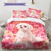 Pink Maltese Pattern Bedding Home Decoration Birthday Gift (1 * duvet cover + 2 * pillowcase, without core)