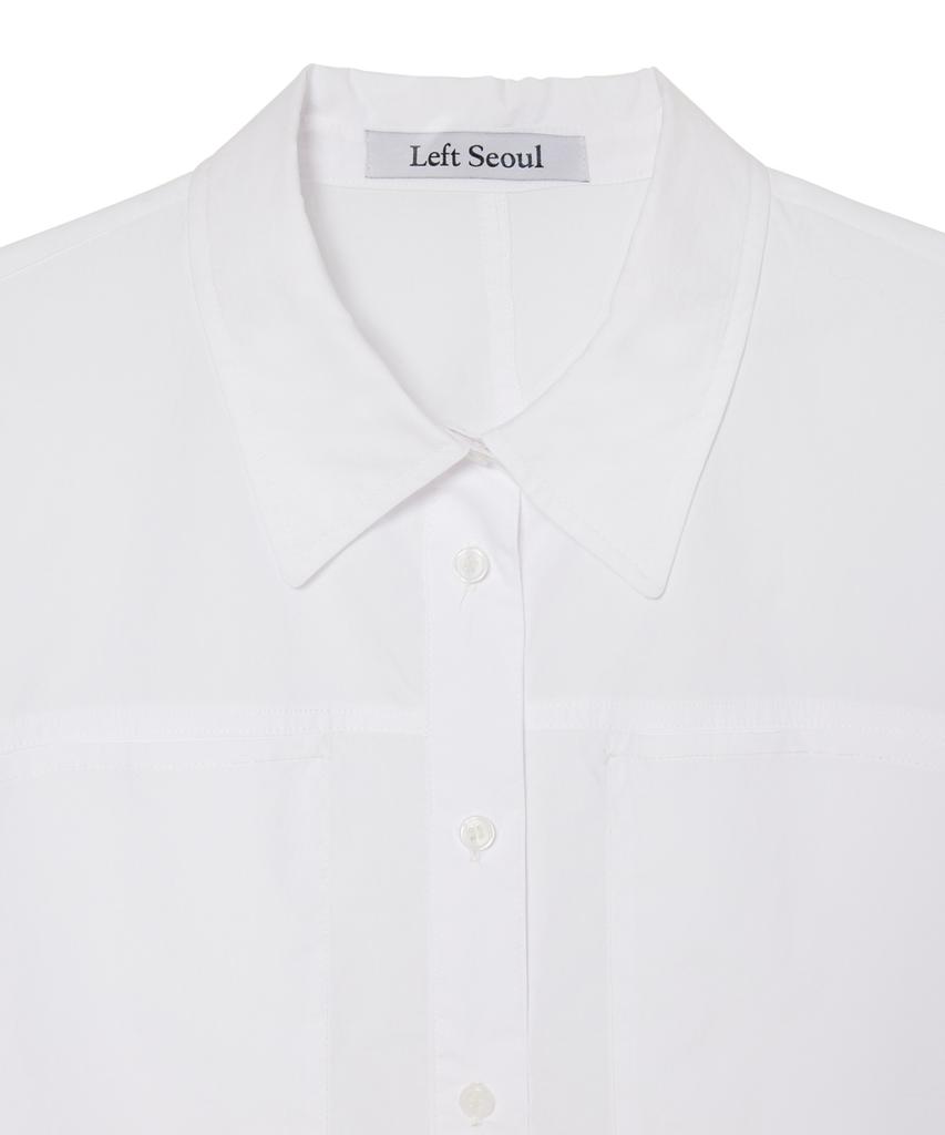 LEFTSEOUL Stand Collar Double Pocket Cotton Shirt [White]