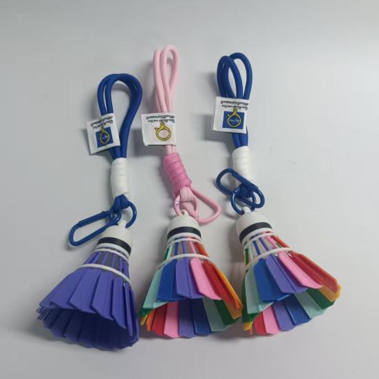 Badminton Ornament 3D Printed Shuttlecock Key Chain with Handcrafted Finishing Rainbow Color Backpack Desk Decor