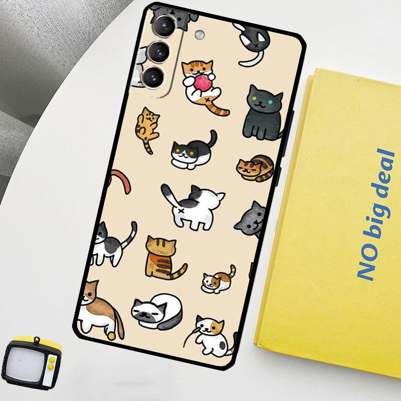 Funny cute cats Phone Case For Samsung Galaxy S25 Ultra S20 S21 S22 S23 Plus S9 S10 S25 FE S24 Ultra Cover