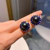 Cross Border Retro Blue Treasure White Shell Mother Pearl Earrings Women Micro Imitation Platinum Geometric