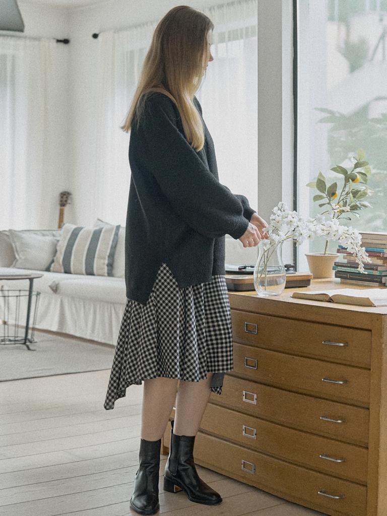 AVANT-G Muffler Set Long Knit Pullover - Black
