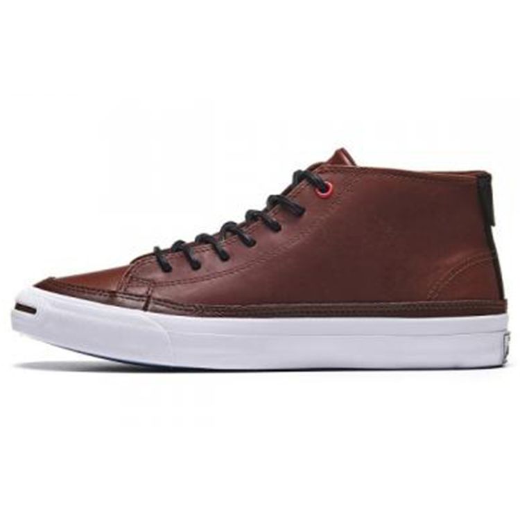 Converse Jack Purcell Slip-On Synthetic Leather Non-Slip Durable Mid-Top Skate Shoes Men Sneakers Dark-Brown 158346C