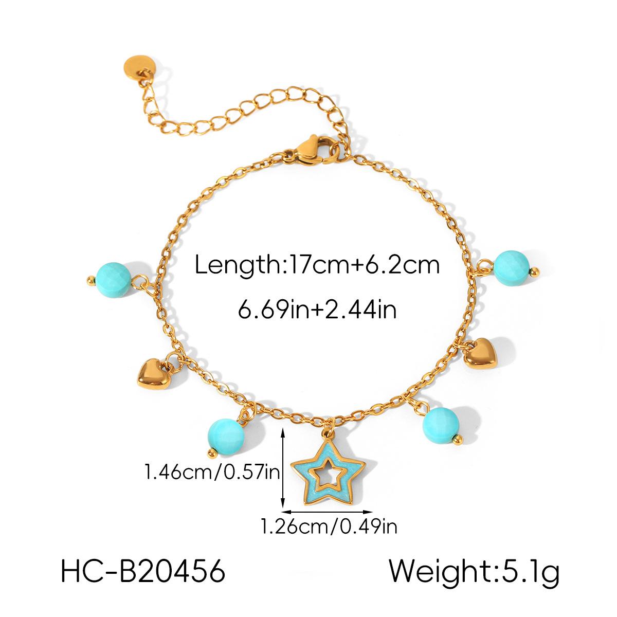 

Natural Stone Turquoise Tassel Necklace Five-pointed Star Titanium Steel Bracelet Non-fading Jewelry for Women