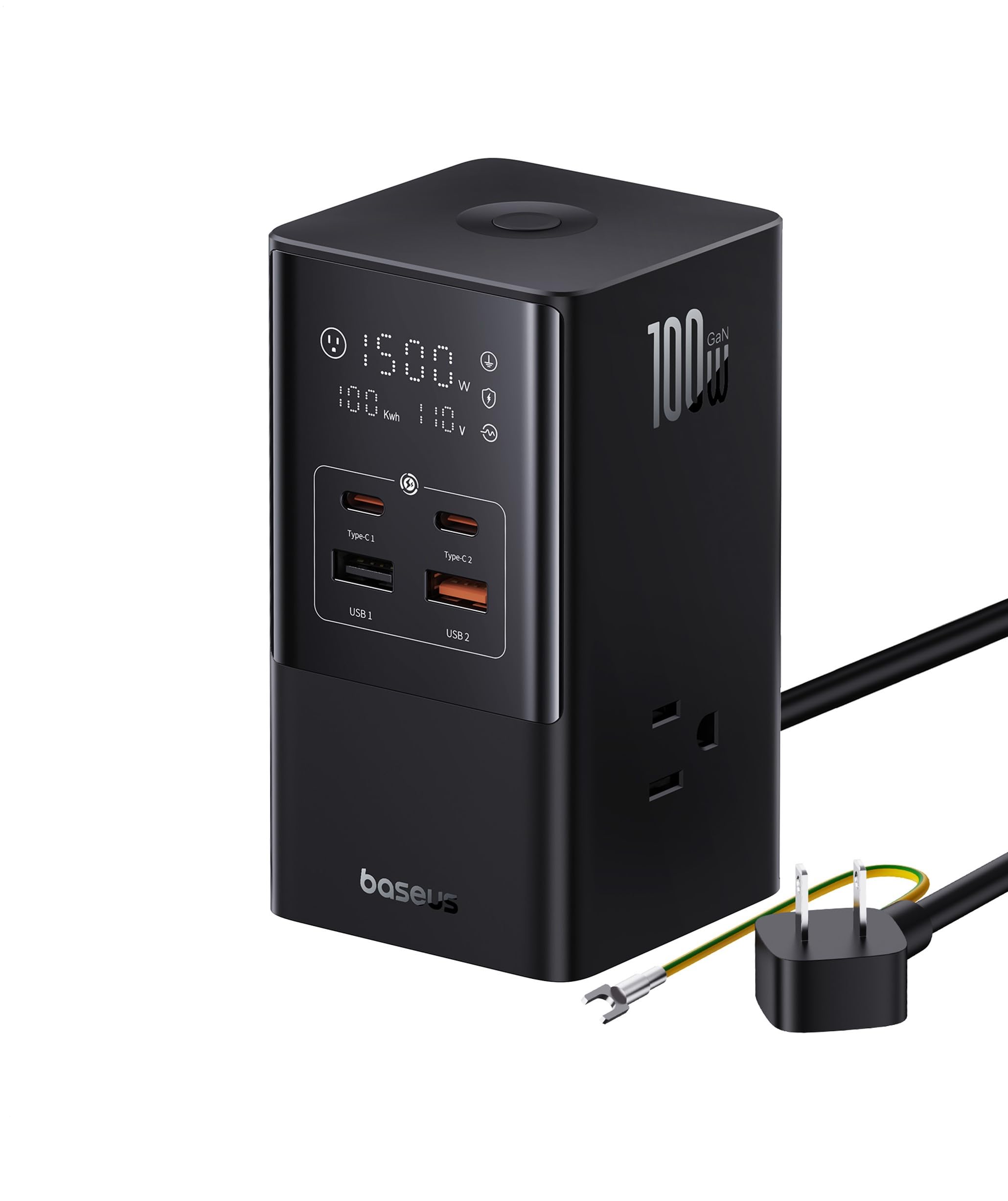 

Baseus USB Power Strip 1500W PD Charger 100W 7 Ports GaN5 LED iPhone15 iPadPro Android Smartphone MacBook Notebook PC Device Compatible PSE Certified