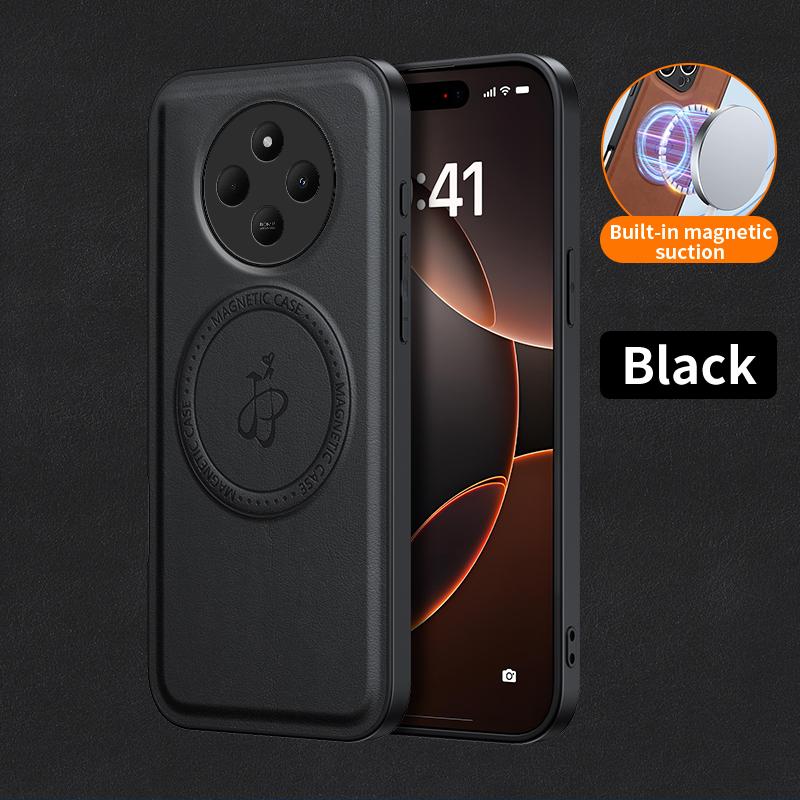 

Магнитный чехол из ПУ кожи с беспроводной зарядкой для Xiaomi Redmi 14C 4G Защитная крышка Твердая задняя панель Coque Redmi 14C 4G чёрный