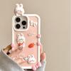 Cartoon Cute Pink Rabbit Soft Silicone Phone Case For iPhone 13 14 15 16 17 Pro Max Shockproof Back Cover Shell