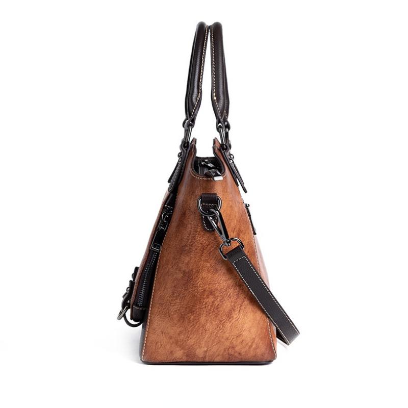 Genuine Leather Handbags Women Bags Designer Vintage Embossed First Layer Cowhide Shoulder Bags