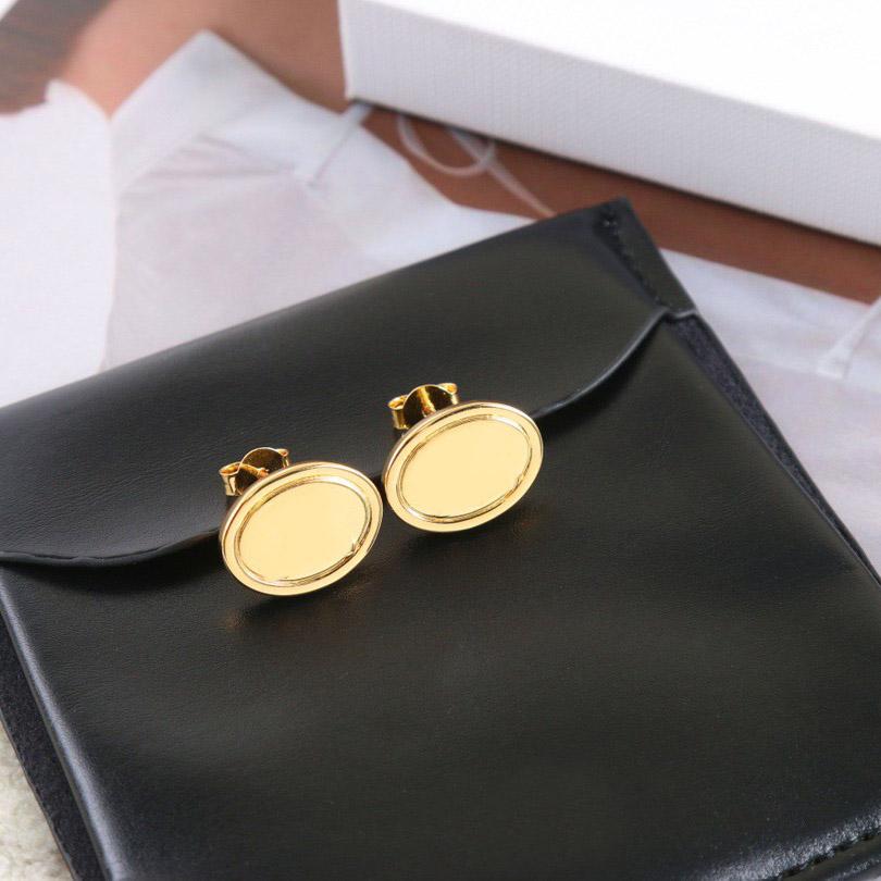 

New IN Vintage Popular Brand Earrings Luxury Jewelry for Women Fashion Designer Eardrop Fine Quality Ellipse Ear Stud