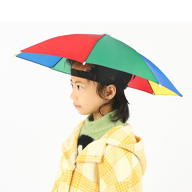 Portable Rain Hat Outdoor Folding Umbrella Fishing Sun Shade Anti-Uv Camping Fishing Headwear Cap Beach Head Hats Accessory