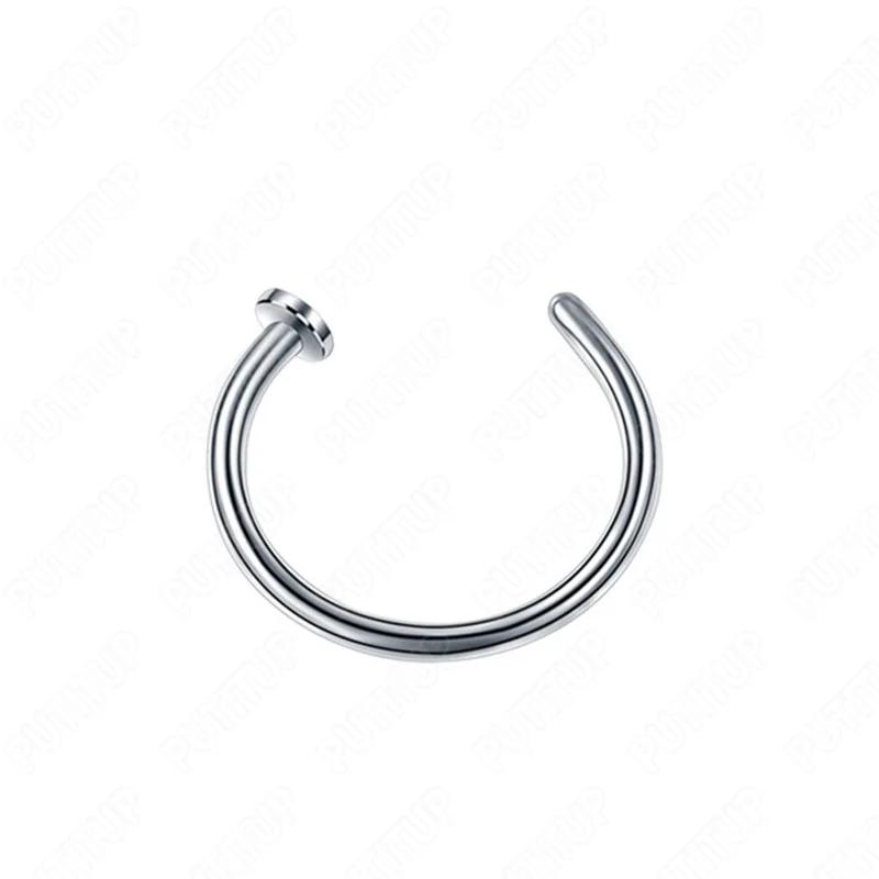 ASTM F136 Titanium D Shaped Nose Piercing Implant Grade Titanium Gothic Pierced Nose Ring 18G 20G Classic Piercing Body Jewelry